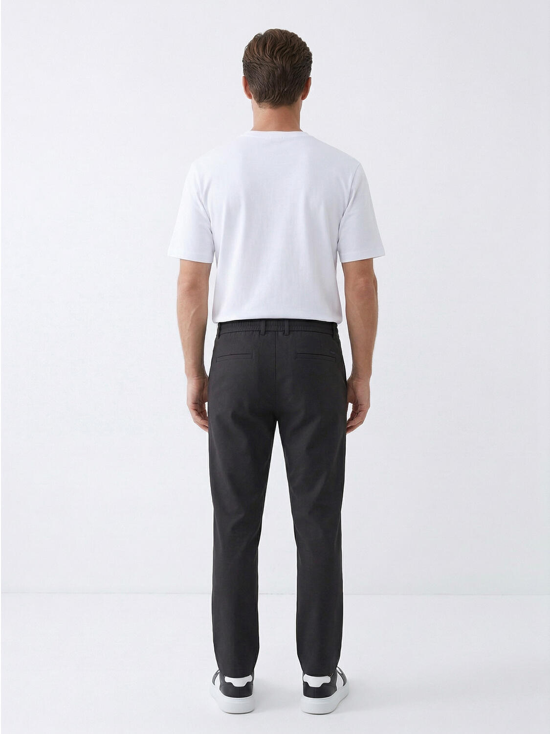 Beyaz Pamuk Dokulu Slim Fit Tişört - 4