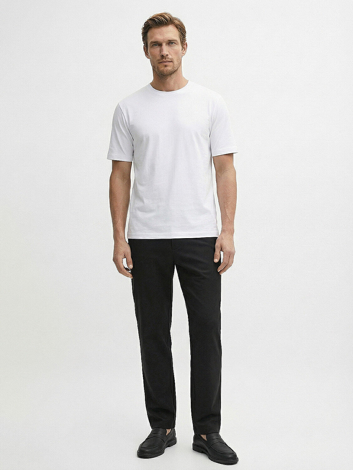 Beyaz Pamuk Dokulu Slim Fit Tişört - 2