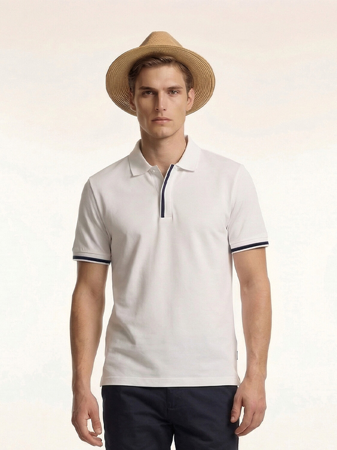 Beyaz Pamuk Dokulu Slim Fit Tişört