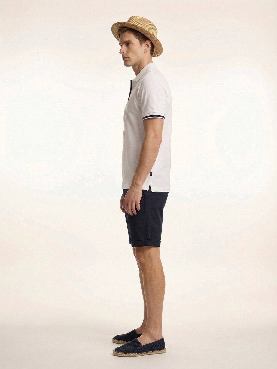 Beyaz Pamuk Dokulu Slim Fit Tişört - 3