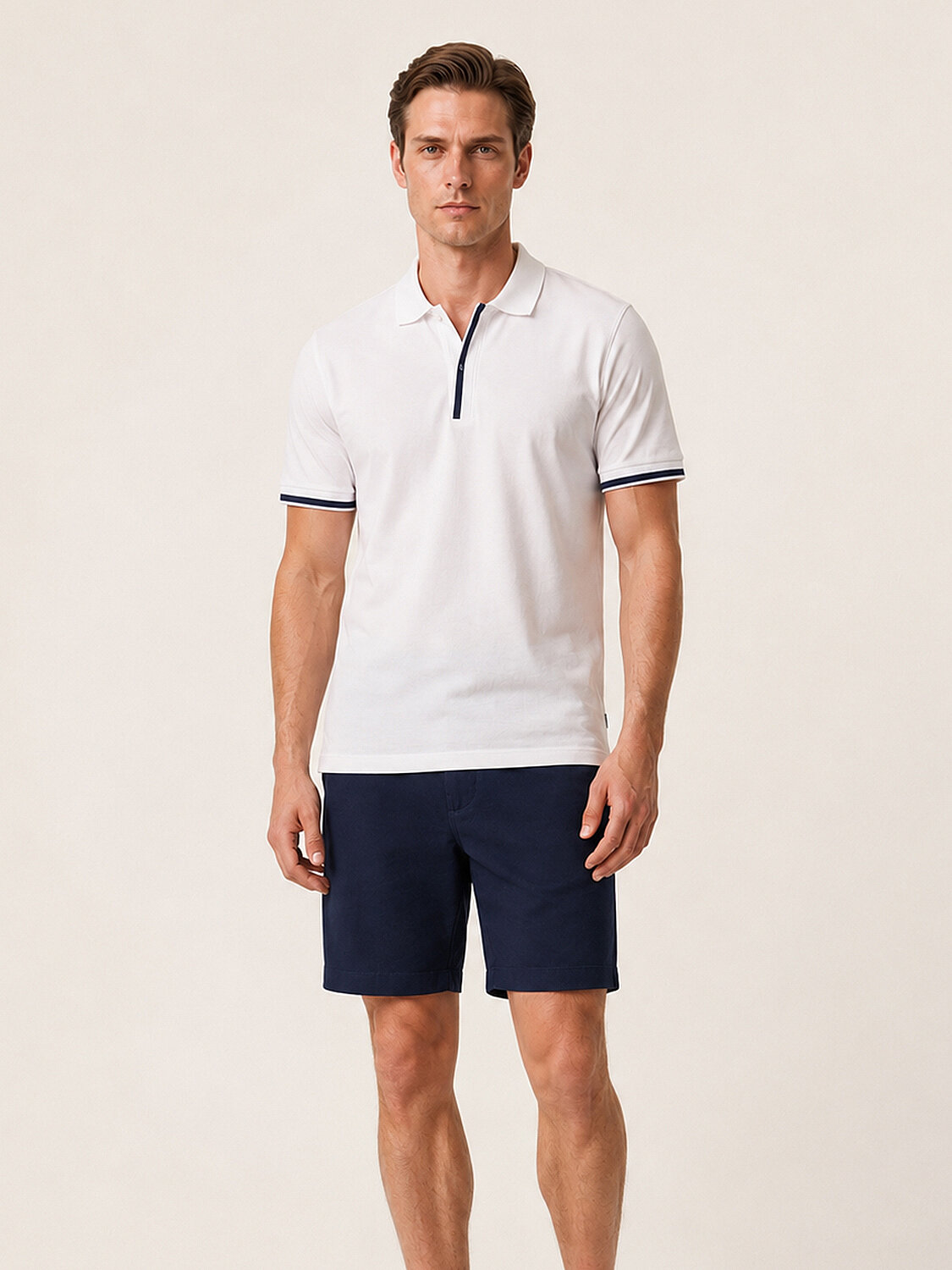 Beyaz Pamuk Dokulu Slim Fit Tişört