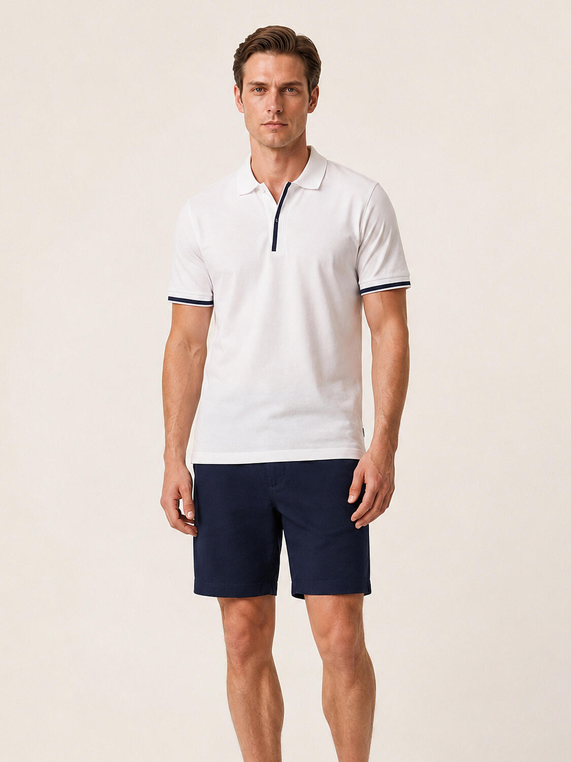 Beyaz Pamuk Dokulu Slim Fit Tişört - 1