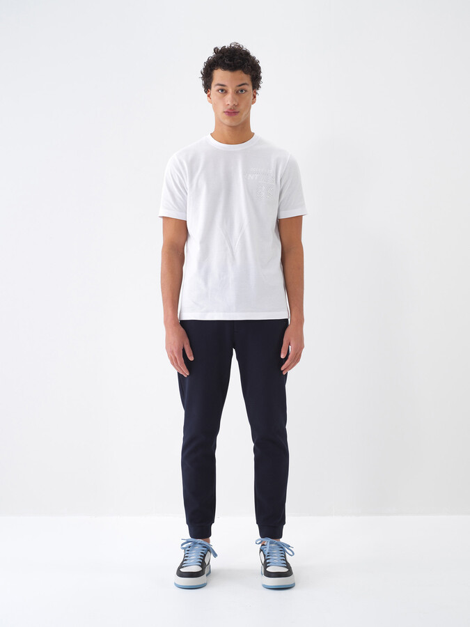 Beyaz Pamuk Dokulu Regular Fit Tişört - 2