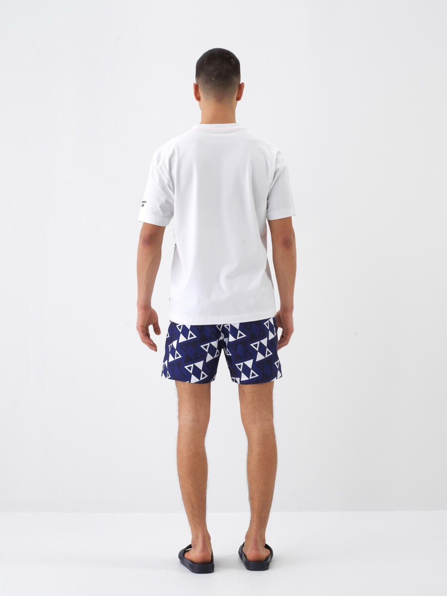 Beyaz Pamuk Dokulu Regular Fit Tişört - 5