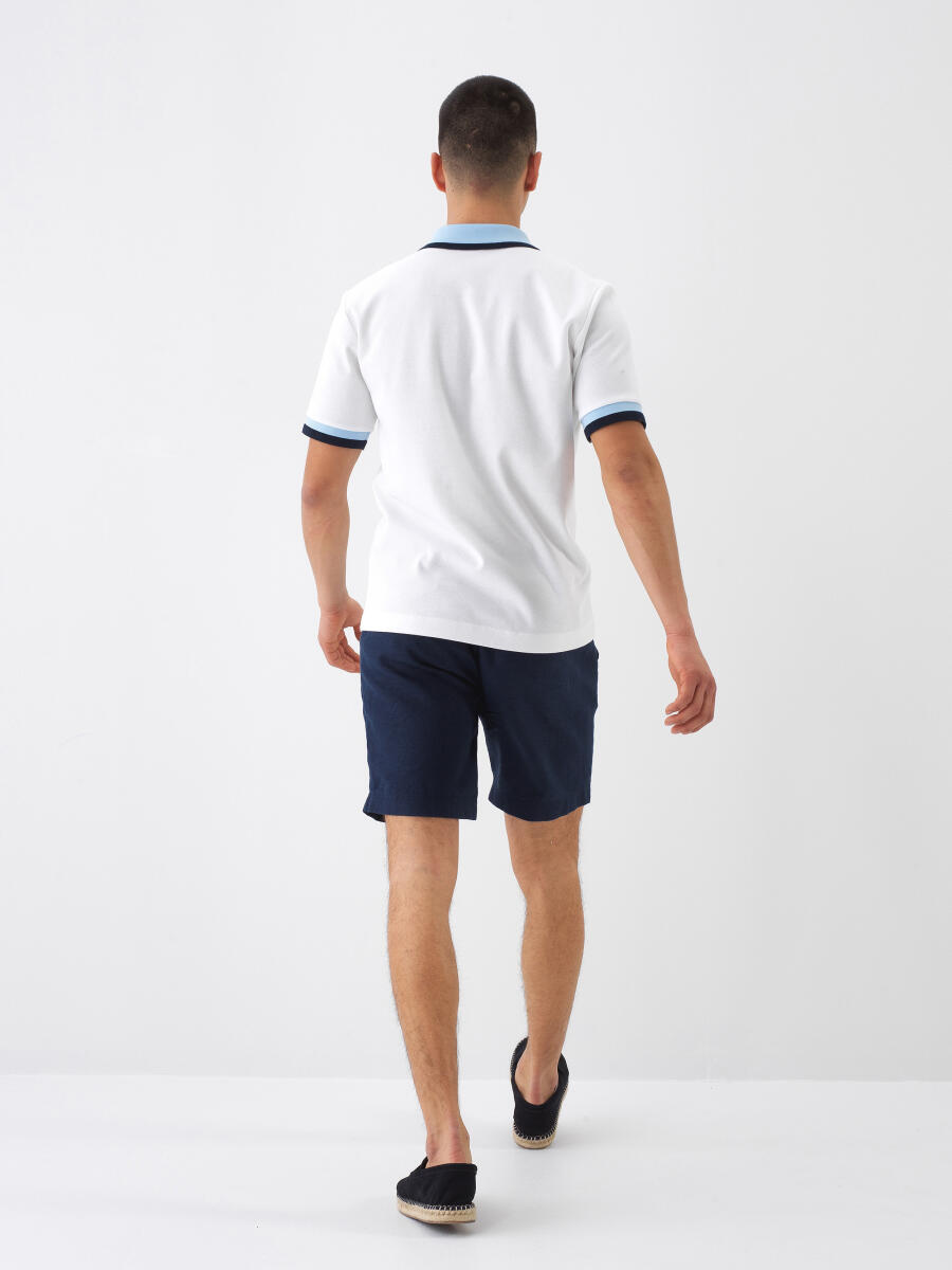 Beyaz Pamuk Dokulu Regular Fit Tişört - 5