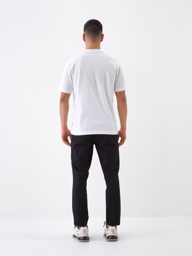 Beyaz Pamuk Dokulu Regular Fit Tişört - 5