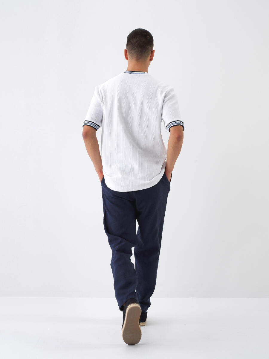 Beyaz Pamuk Dokulu Regular Fit Tişört - 5