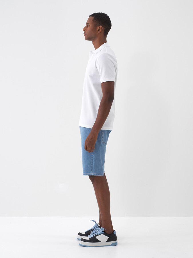 Beyaz Pamuk Dokulu Slim Fit Tişört - 4