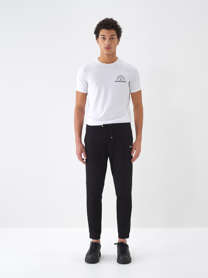 Beyaz Pamuk Dokulu Slim Fit Tişört - 2