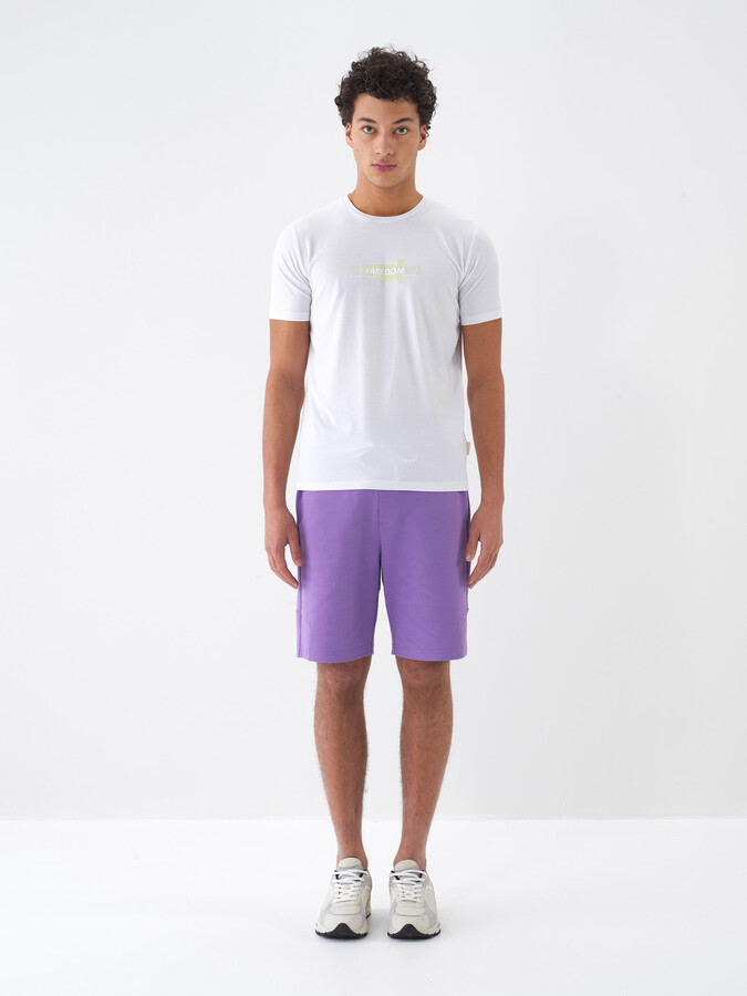 Beyaz Pamuk Dokulu Slim Fit Tişört - 2