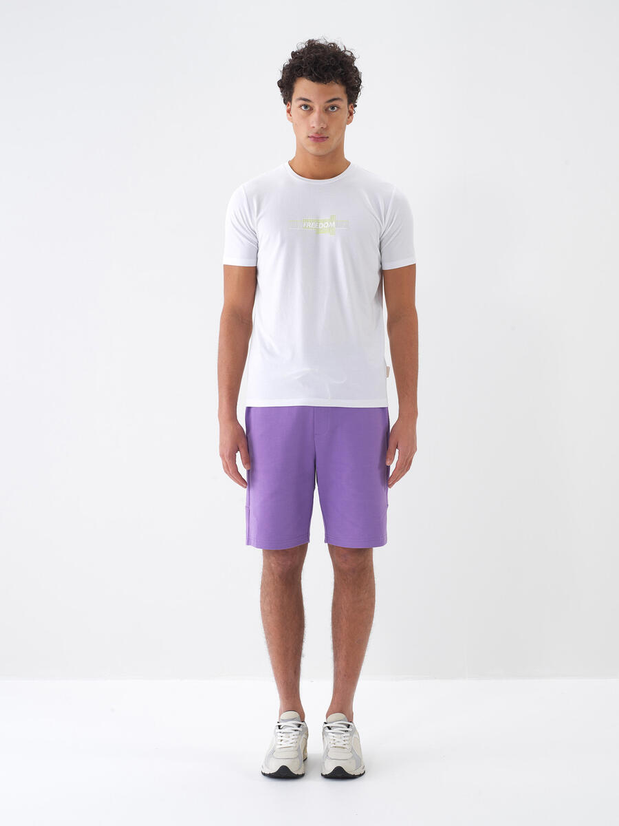 Beyaz Pamuk Dokulu Slim Fit Tişört - 2