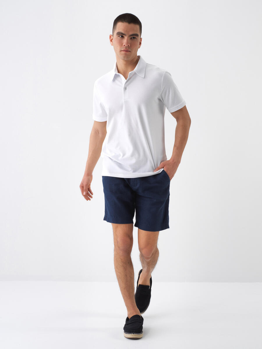 Beyaz Pamuk Dokulu Slim Fit Tişört - 2