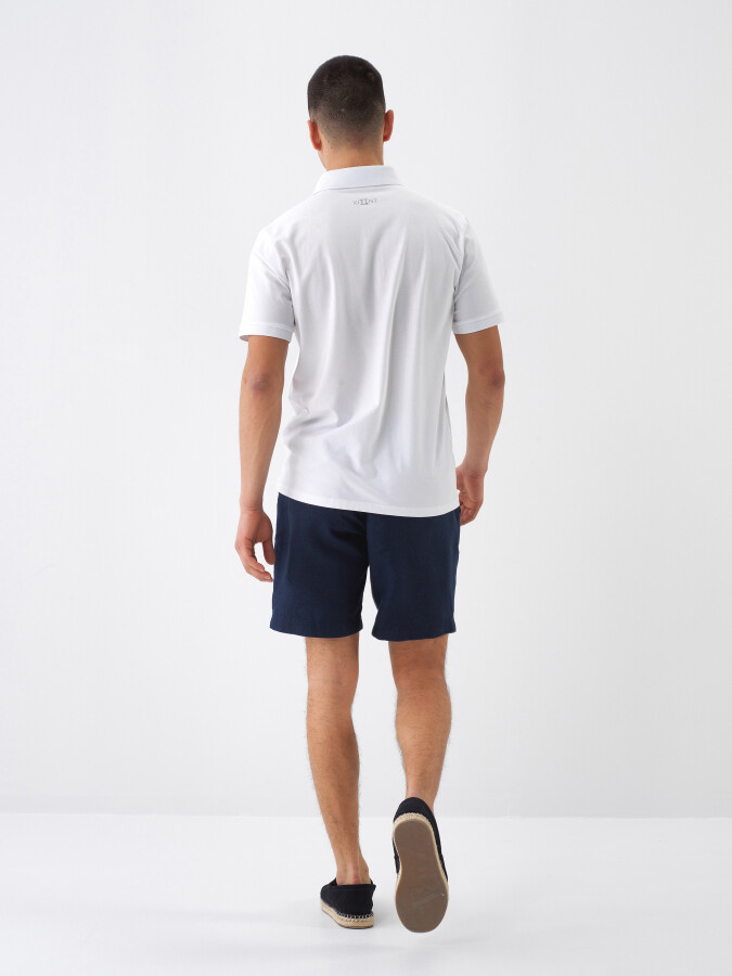 Beyaz Pamuk Dokulu Slim Fit Tişört - 5