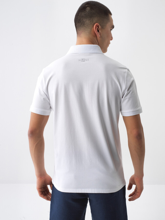 Beyaz Pamuk Dokulu Slim Fit Tişört - 4