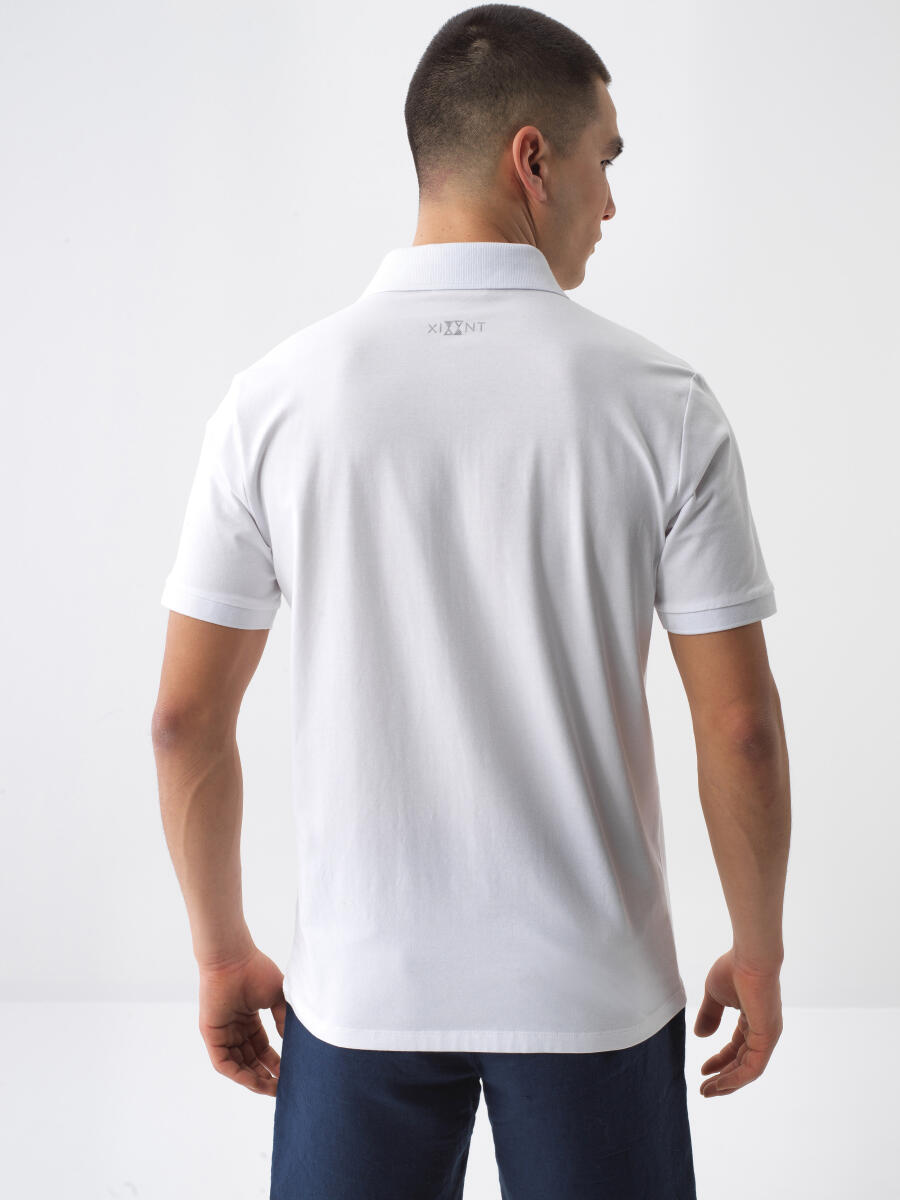 Beyaz Pamuk Dokulu Slim Fit Tişört - 4