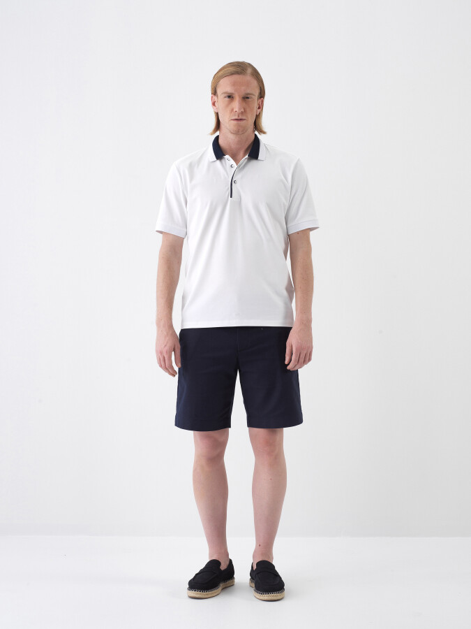 Beyaz Pamuk Dokulu Slim Fit Tişört (1)