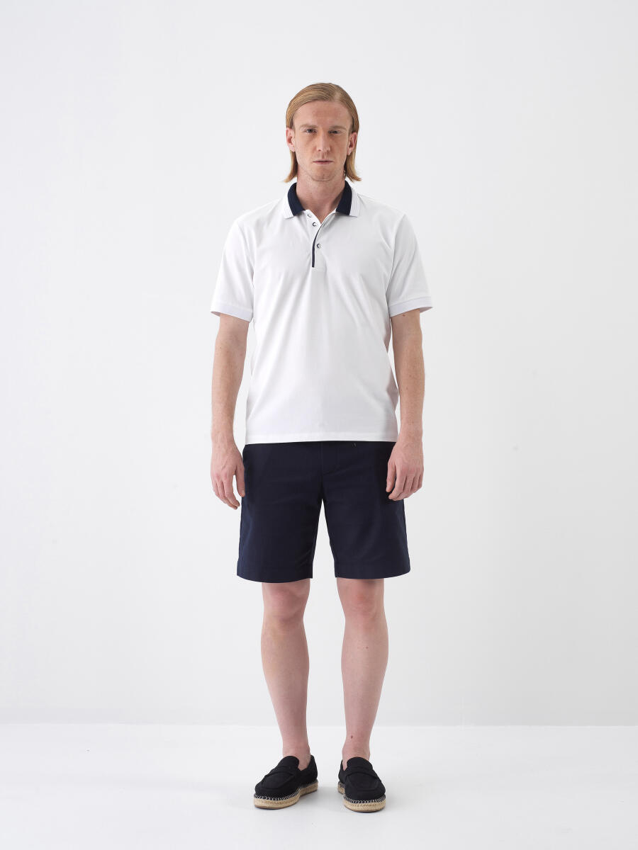 Beyaz Pamuk Dokulu Slim Fit Tişört - 2