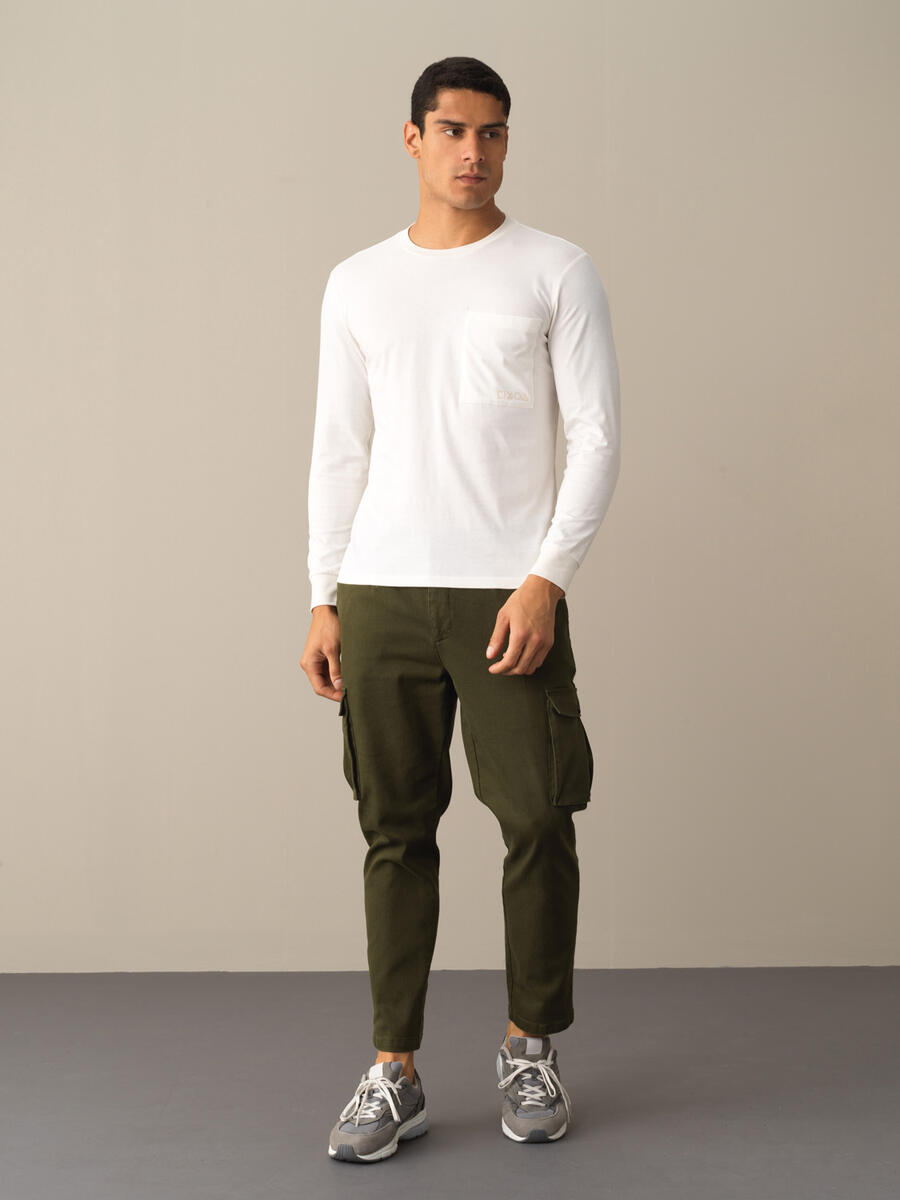 Beyaz Pamuk Dokulu Regular Fit Tişört - 2