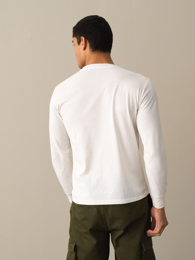 Beyaz Pamuk Dokulu Regular Fit Tişört - Xint