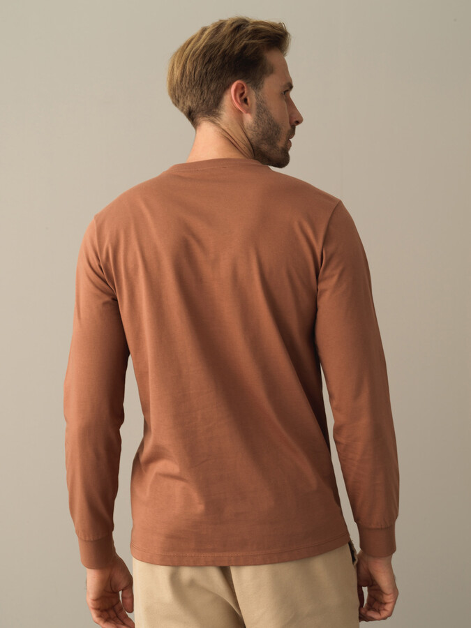 Camel Pamuk Dokulu Regular Fit Tişört - Xint