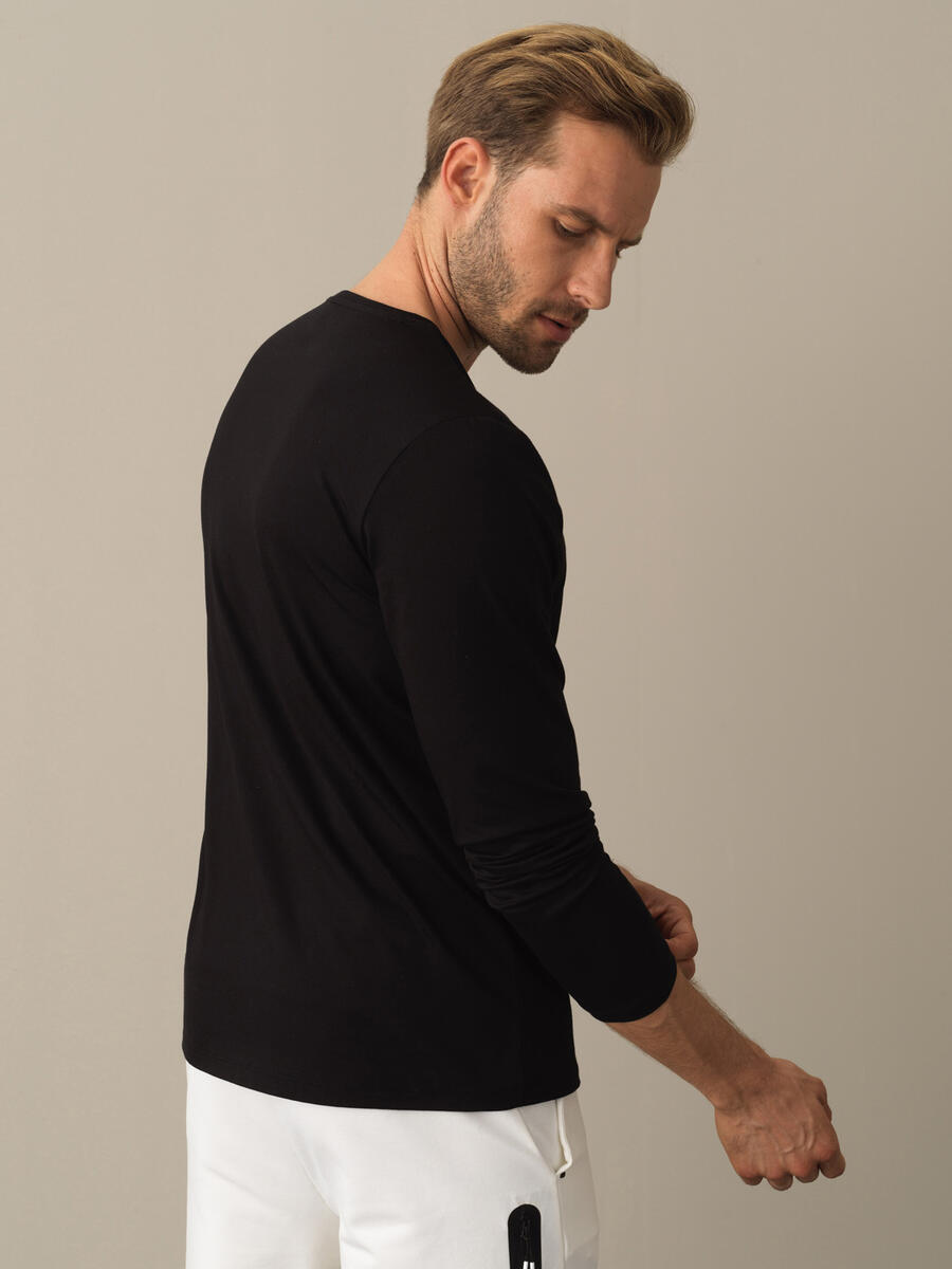 Siyah Modal Dokulu Modal Basic Tişört - 3