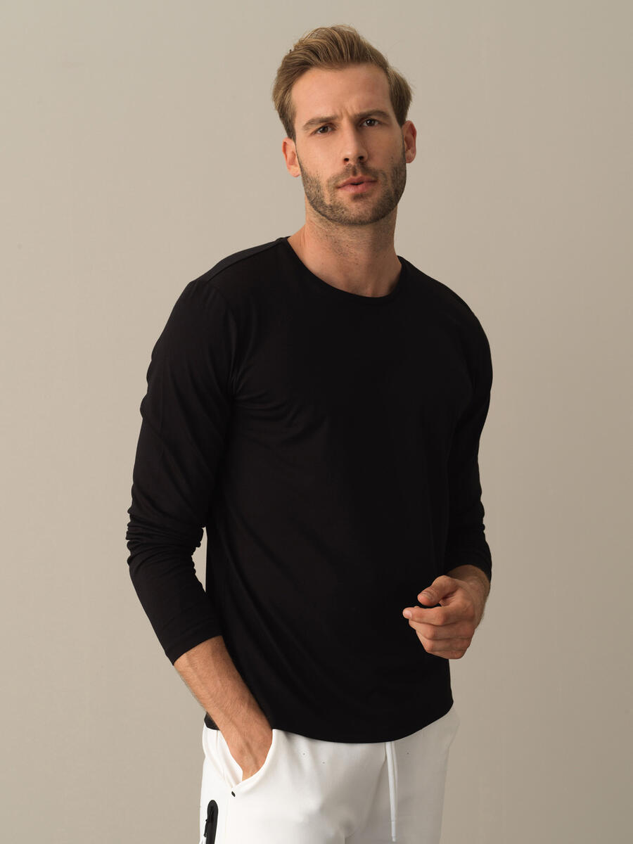 Siyah Modal Dokulu Modal Basic Tişört