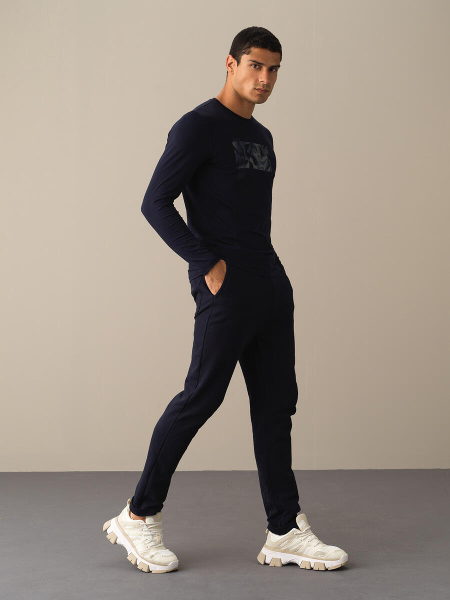 Bisiklet Yaka Slim Fit Baskılı Modal Tişört - 2