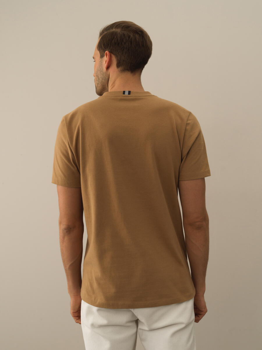 Camel Pamuk Dokulu Regular Fit Tişört - 4