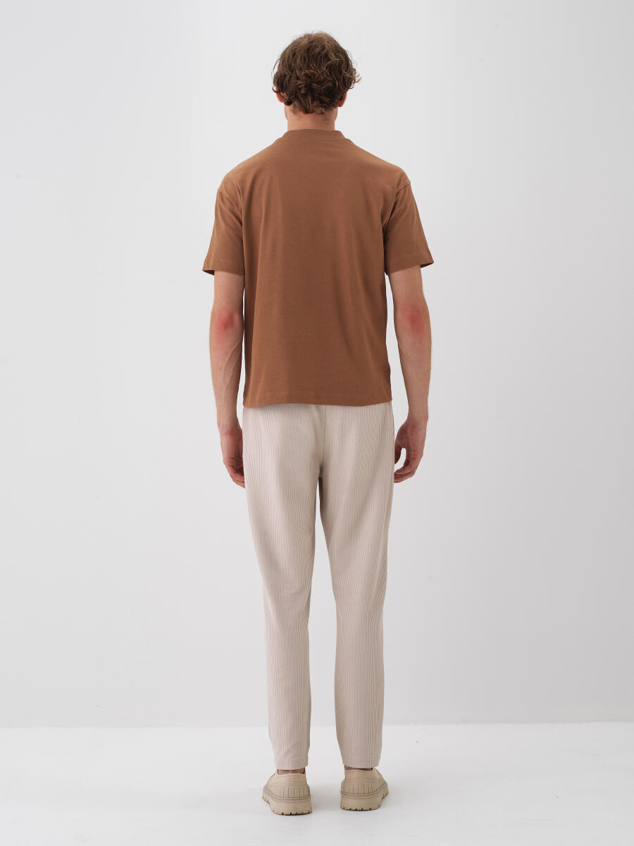 Camel Pamuk Dokulu Regular Fit Tişört - 5