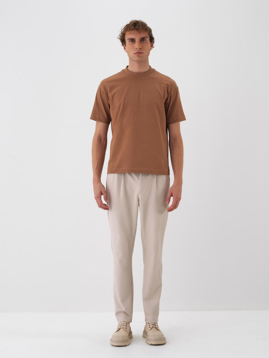 Camel Pamuk Dokulu Regular Fit Tişört - 2