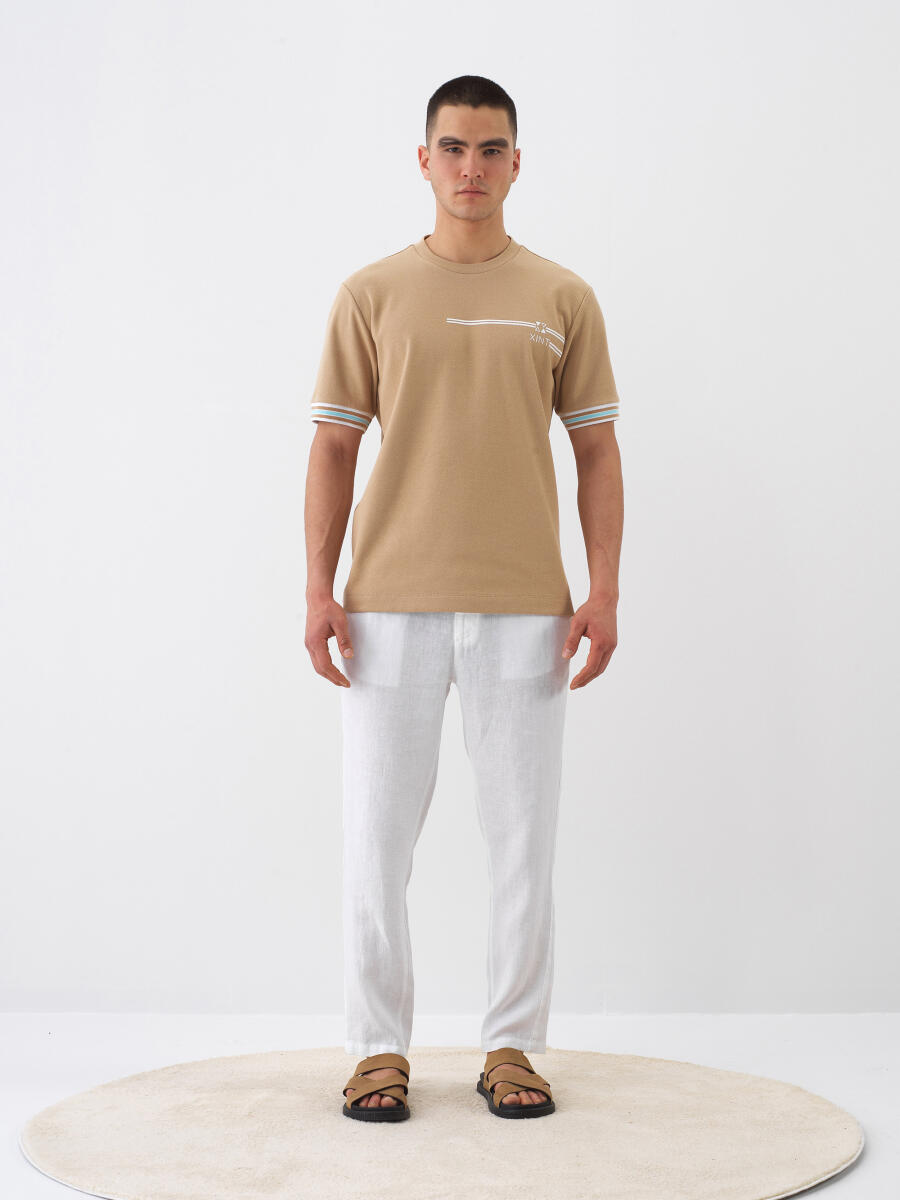 Camel Pamuk Dokulu Regular Fit Tişört - 2