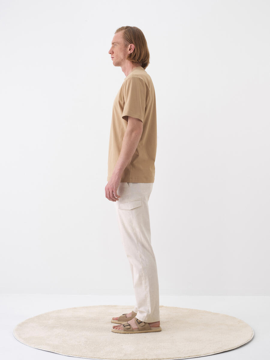 Camel Pamuk Dokulu Regular Fit Tişört - 3