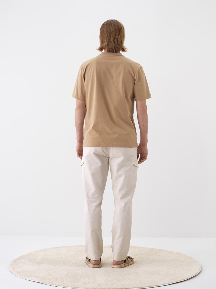 Camel Pamuk Dokulu Regular Fit Tişört - 5