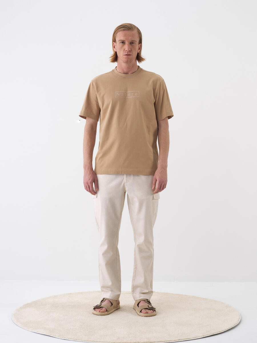 Camel Pamuk Dokulu Regular Fit Tişört - 2