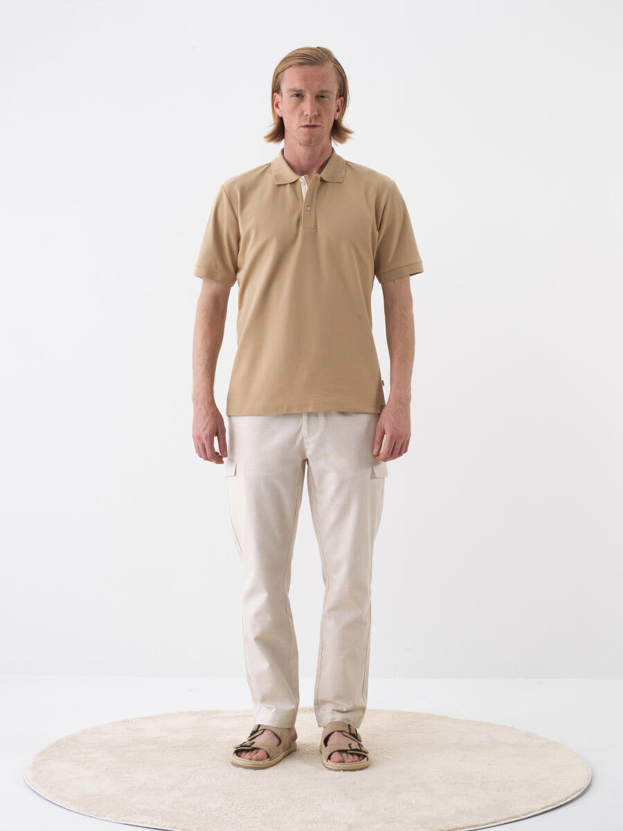 Camel Pamuk Dokulu Regular Fit Tişört - 2