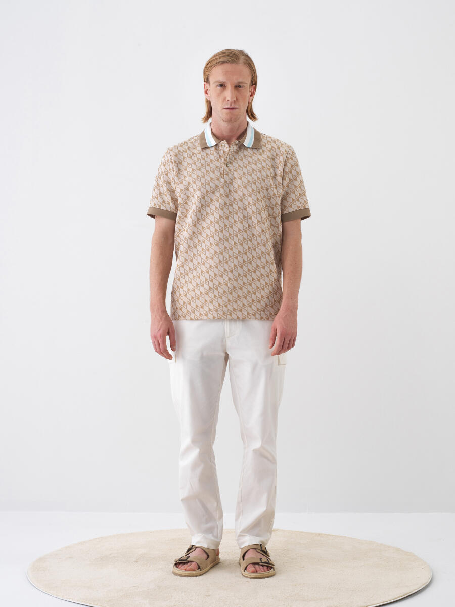 Camel Pamuk Dokulu Regular Fit Tişört - 2