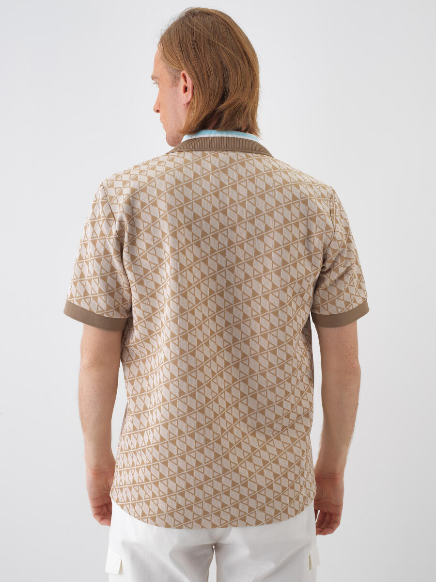 Camel Pamuk Dokulu Regular Fit Tişört - 4
