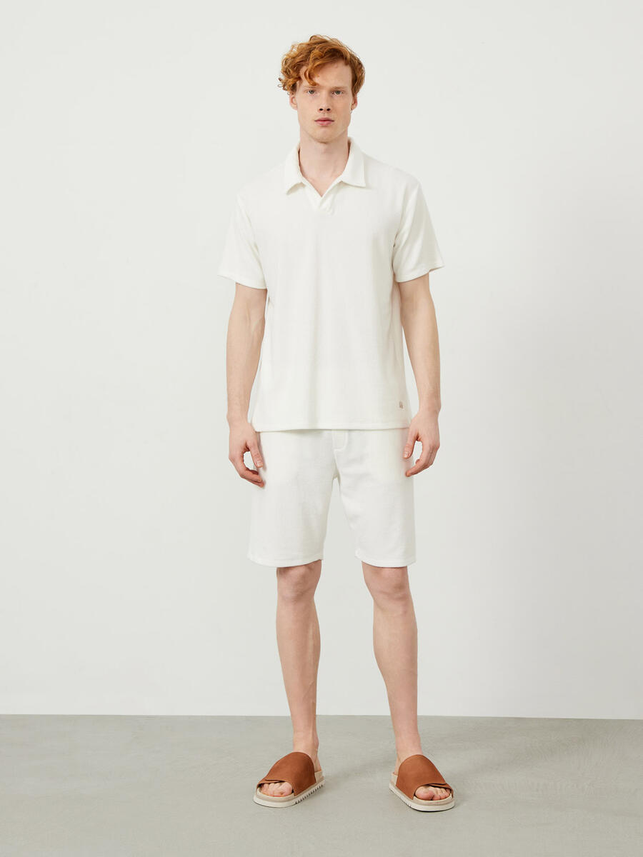 Ekru Oversize Pamuklu Havlu Tişört - 2