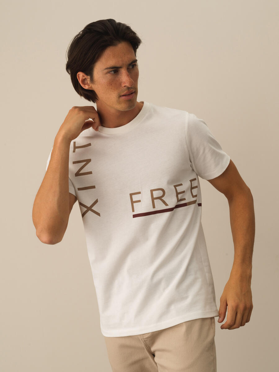 Ekru Regular Fit Bisiklet Yaka Pamuk Tişört - 1
