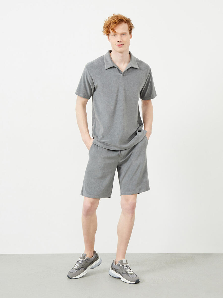 Gri Oversize Pamuklu Havlu Tişört - 2