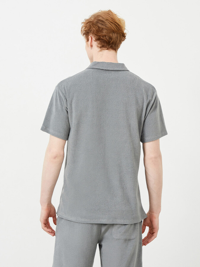 Gri Oversize Pamuklu Havlu Tişört - 5