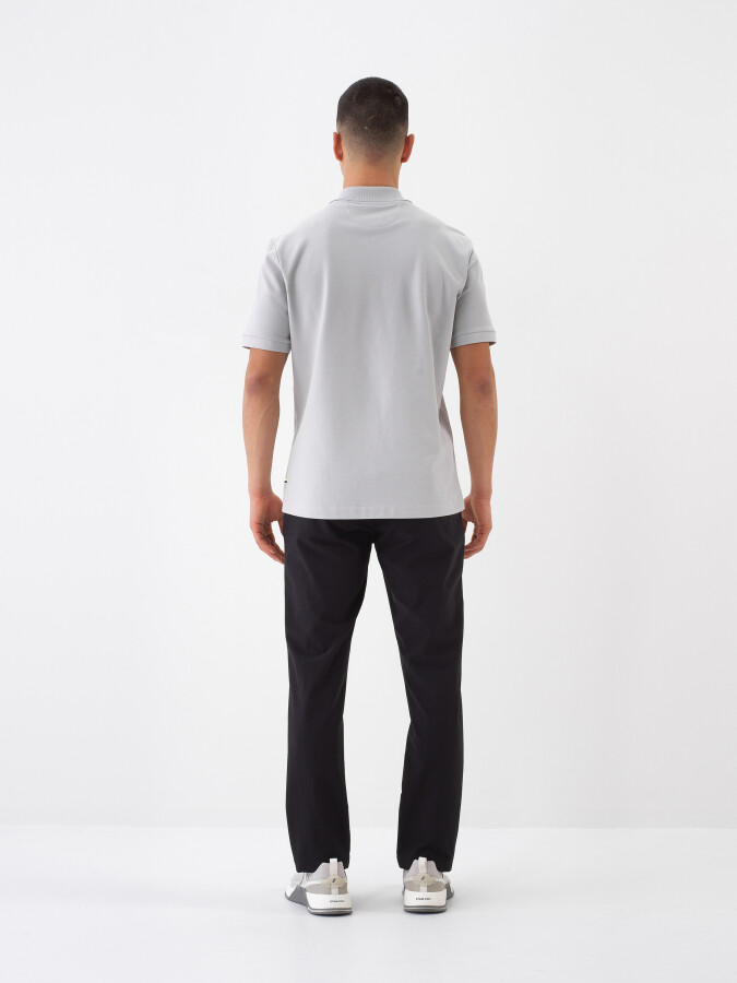 Gri Pamuk Dokulu Regular Fit Tişört - 5