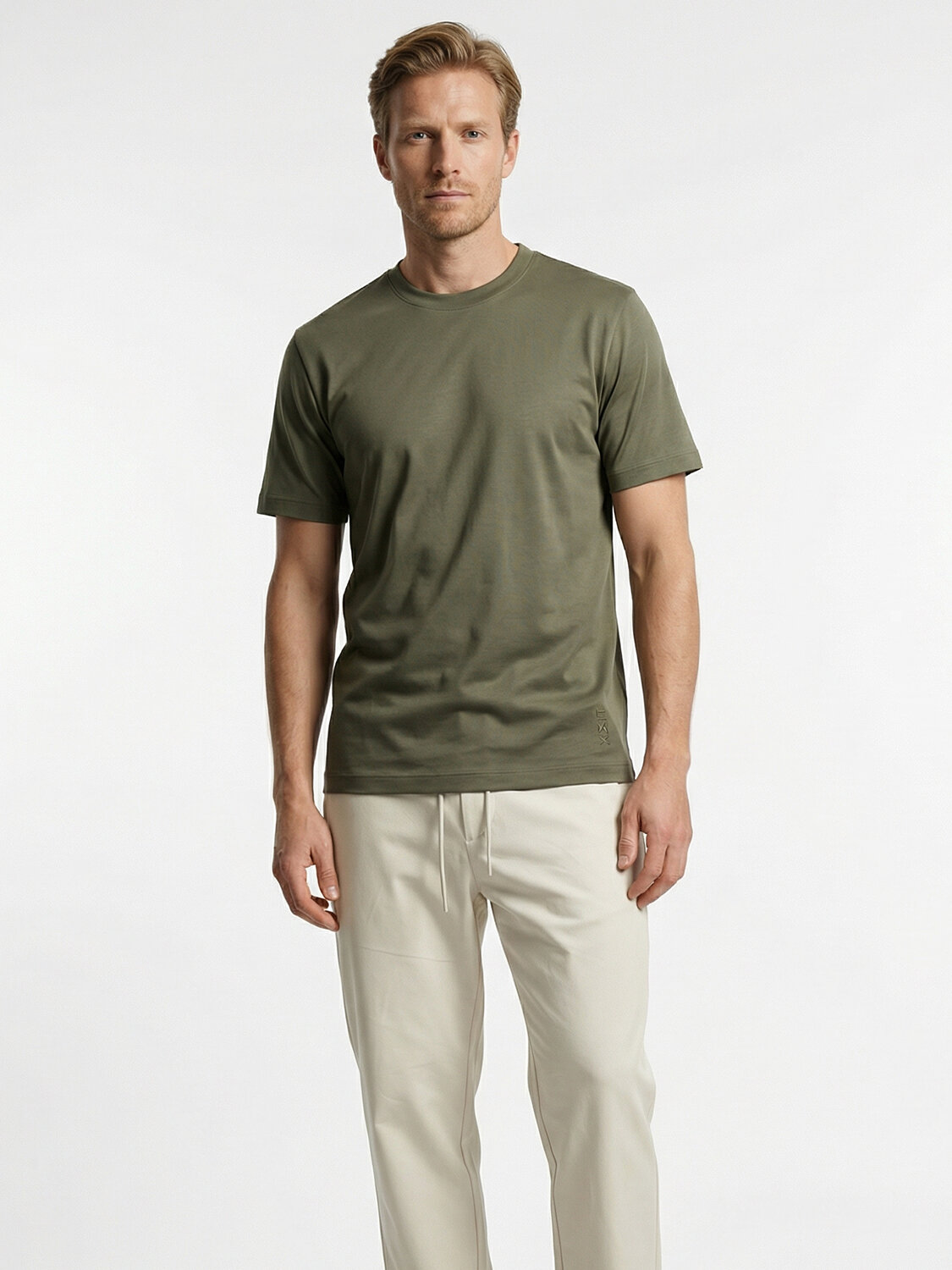 Haki Pamuk Dokulu Regular Fit Tişört