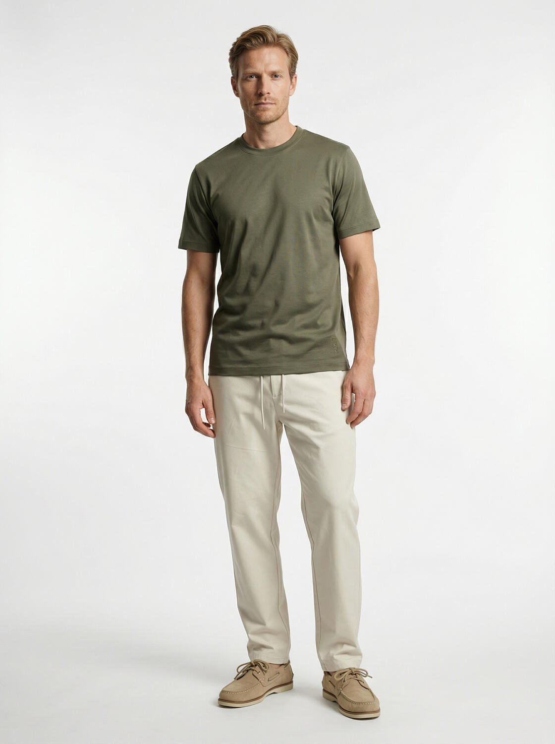 Haki Pamuk Dokulu Regular Fit Tişört - 2