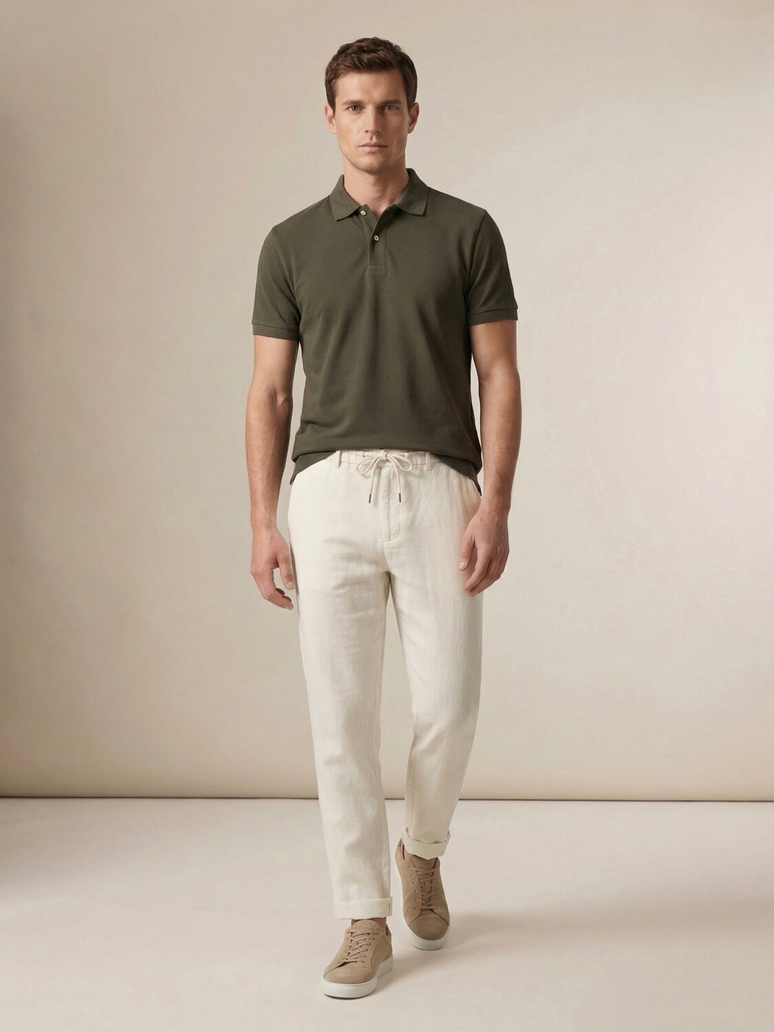 Haki Pamuk Dokulu Regular Fit Tişört (1)