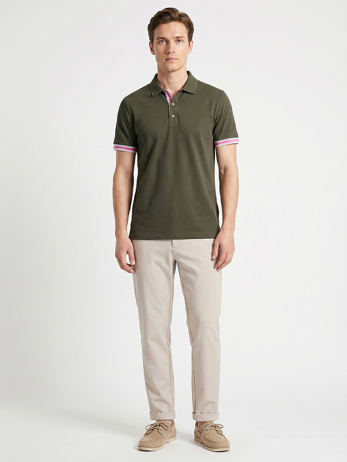 Haki Pamuk Dokulu Regular Fit Tişört (1)