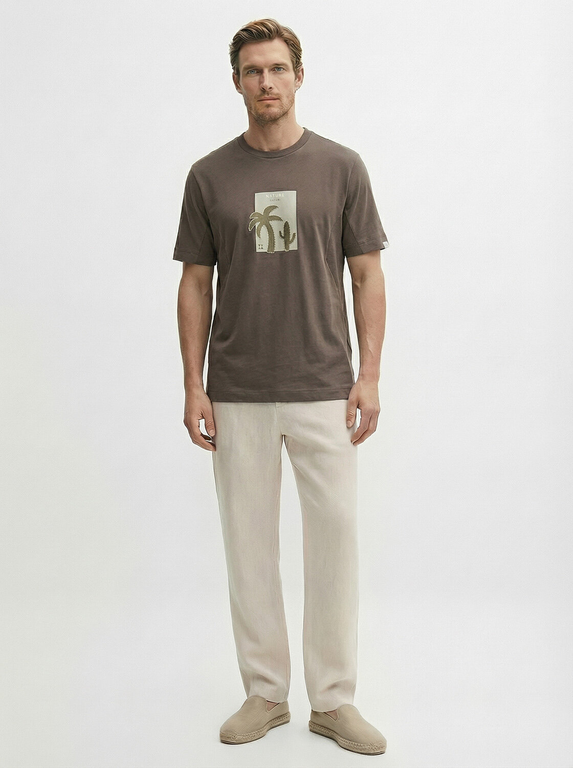 Haki Pamuk Dokulu Regular Fit Tişört (1)