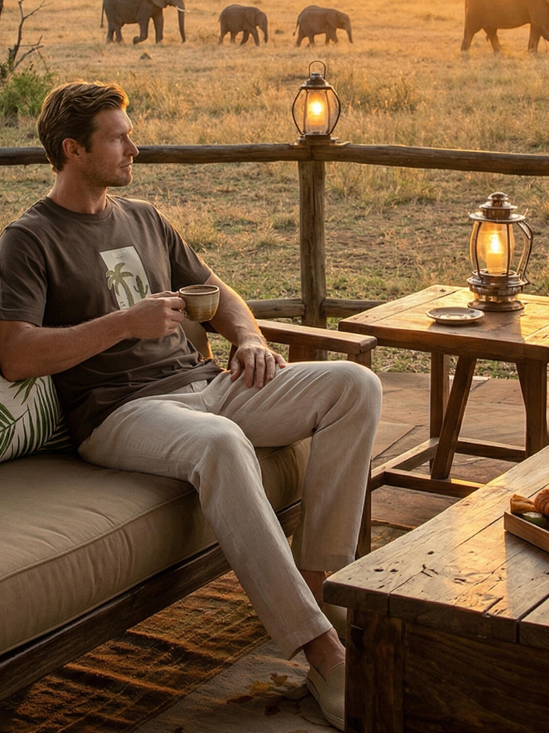 Haki Pamuk Dokulu Regular Fit Tişört - 1