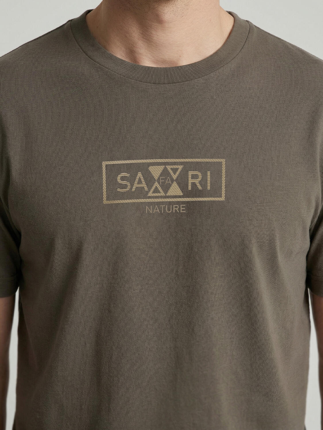 Haki Pamuk Dokulu Regular Fit Tişört - 3