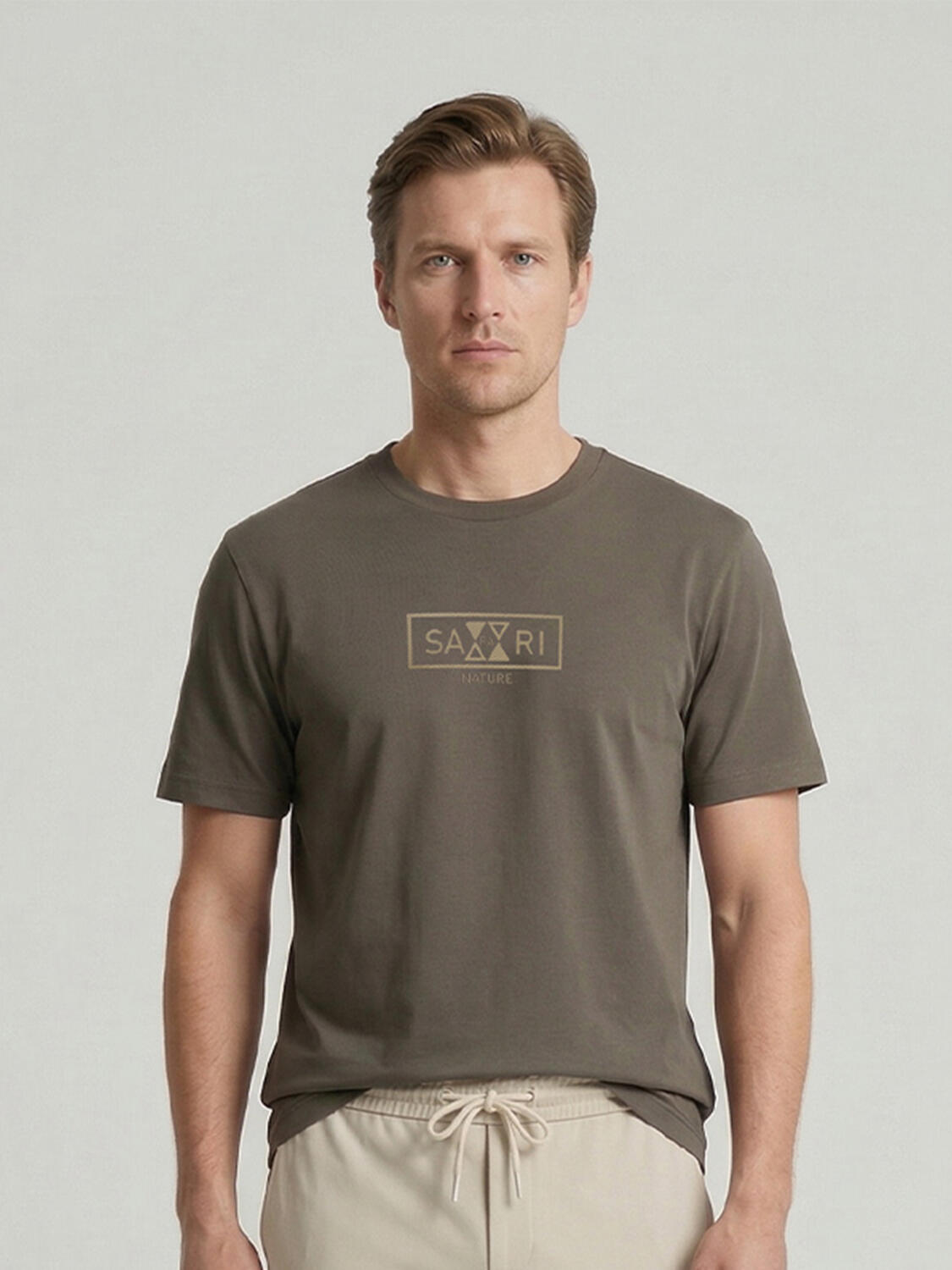 Haki Pamuk Dokulu Regular Fit Tişört - 1